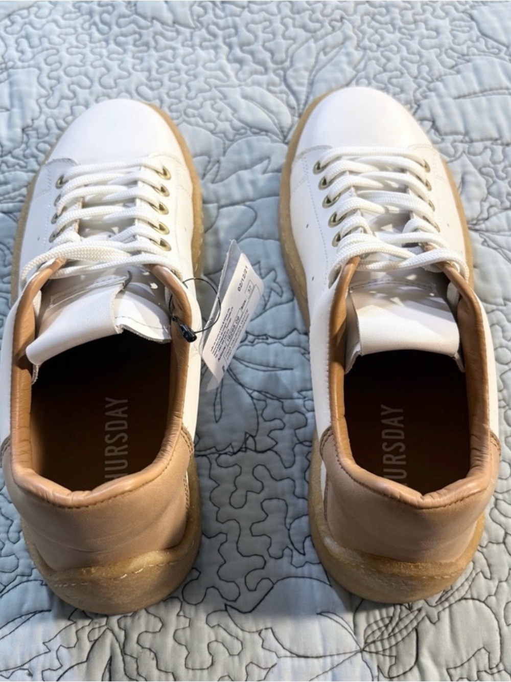💥NEW THURSDAY BOOT COMPANY Leather Low-Top Sneakers White/Nubuck 37/US 6.5-7❤️ - Picture 10 of 11